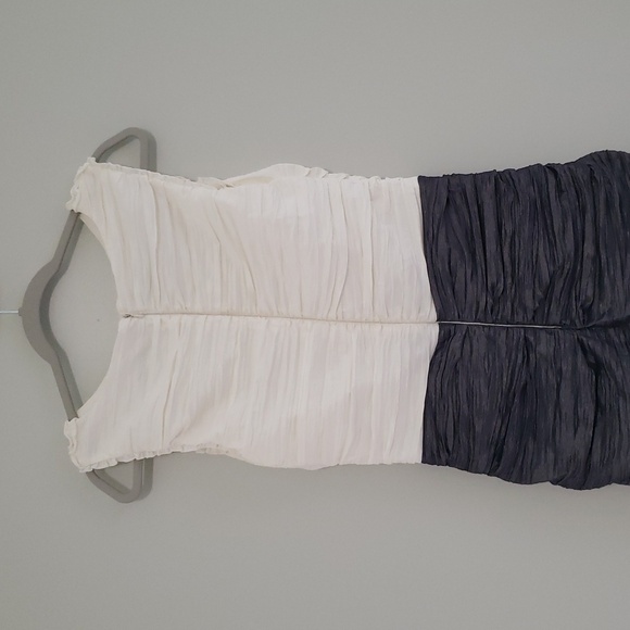 Suzi Chin For Maggie Boutique Sleeveless Mini Dress 8 White Gray Ruched Stretch - Picture 7 of 14